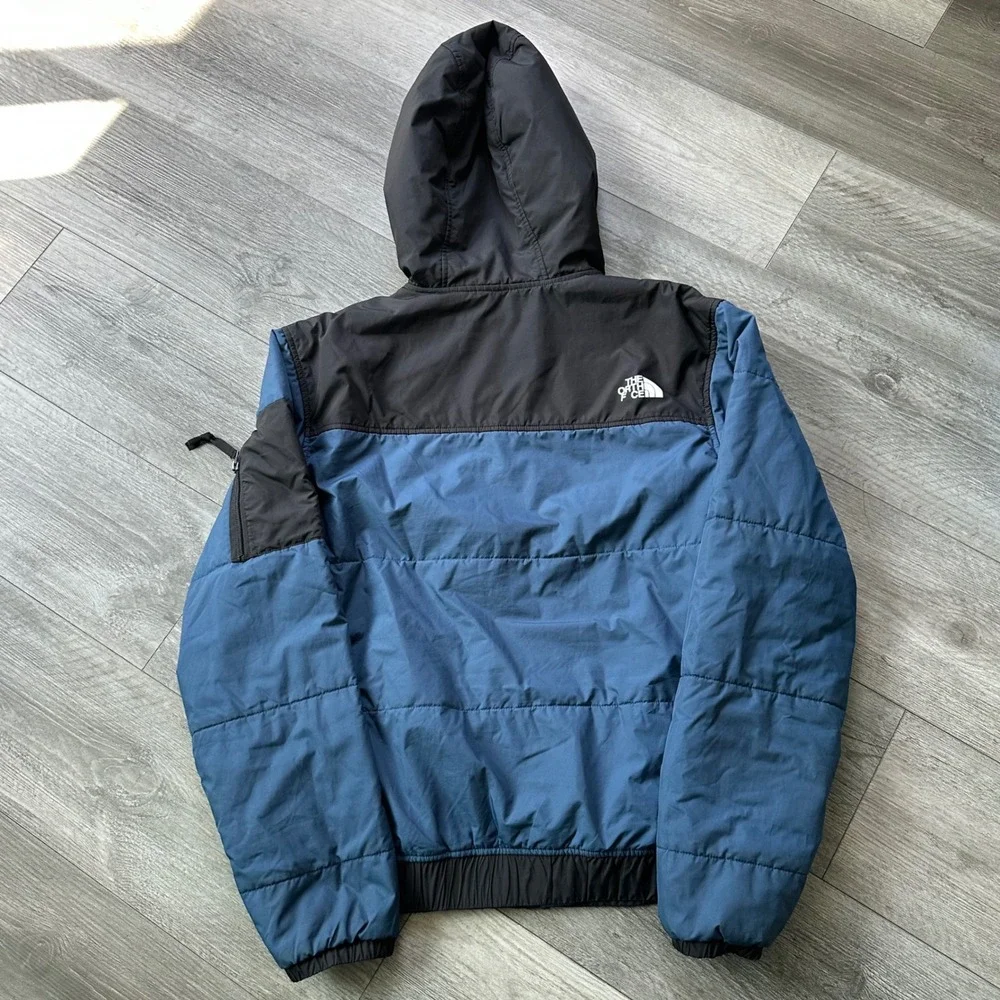 The North Face Men's Hooded Jacket M Blue Black Colorblock Insulated